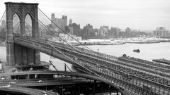 Black and white Cameras nostalgia historic brooklyn bridge 1955