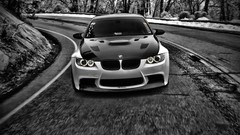 Black and white cars bmw m3 grayscale