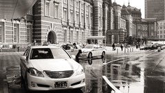 Black and white cars Tokyo urban grayscale Tokyo Station