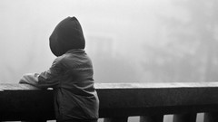 Black and white children monochrome