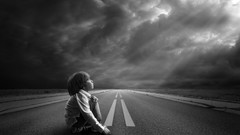 Black and white children roads