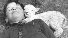 Black and white children sleeping Boys! lambs grayscale baby 