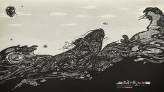 Black and white China fish koi