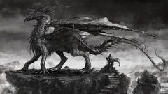 Black and white Dragons paintings artwork