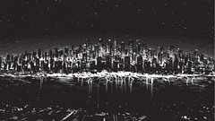 Black and white drawings cityscapes digital art