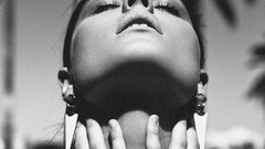 Black and white dress monochrome earrings lipstick bracelets 