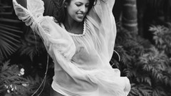 Black and white Eva Mendes Actress panties sheer shirt