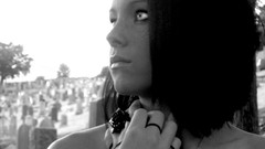 Black and white eyes black hair teen Toni Pearce