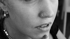 Black and white eyes woman close-up lips Portugal faces tattoos 