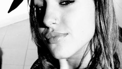 Black and white eyes woman hands close-up lips young faces long 