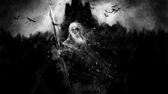 Black and white gods mythology odin fantasy art