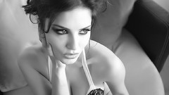 Black and white grayscale Sunny Leone