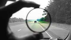 Black and white Green asphalt cars fingers Highways selective 