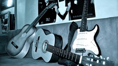 Black and white guitars