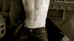 Black and white guy Gay trains abs pecs