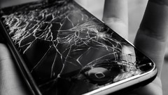 Black and white hands iphone broken screen