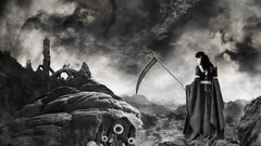 Black and white harvest fantasy art