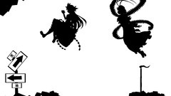 Black and white hats silhouettes long hair anime girls touhou 