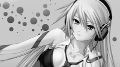 Black and white headphones Anime