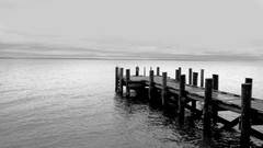 Black and white lakes piers