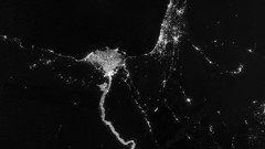 Black and white lights Egypt Earth NASA rivers outer space 