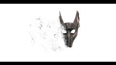 Black and white masks jackal Anubis scatter
