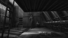 Black and white Men coffee prison monochrome science fiction 