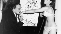 Black and white Men woman paintings monochrome bikini Salvador 