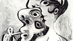 Black and white Men woman paintings monochrome Spanish 1969 