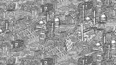 Black and white monochrome buildings cityscapes artwork digital 