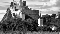 Black and white monochrome Castles slovakia Beckov
