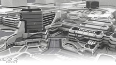 Black and white monochrome halo cityscapes concept art artwork 