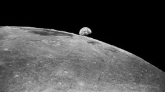 Black and white moon Earth monochrome outer space 70's