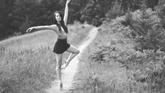 Black and white motion outdoors brunettes portraits grayscale
