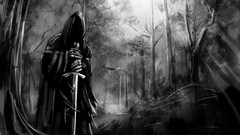 Black and white Nazgul the lord of the rings The Witch King