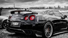 Black and white Nissan nissan gtr selective coloring