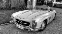 Black and white old cars