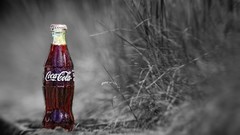 Black and white old monochrome bottles coca-cola selective 