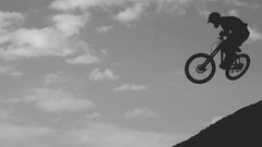 Black and white one biking mountain bikes