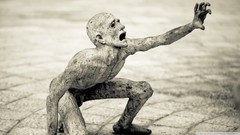 Black and white pain sculptures