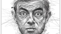 Black and white paint close-up Rowan Atkinson faces painted 