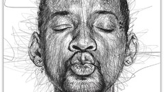 Black and white paint close-up Will Smith faces painted artwork