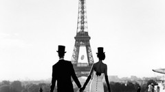 Black and white Paris white background wedding