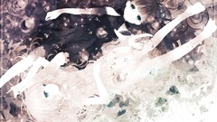 Black and white Plants dress white hair long hair anime girls 