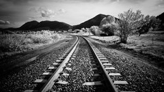 Black and white railway