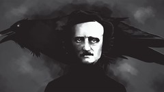 Black and white Ravens artwork Edgar Allan Poe writers