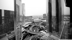 Black and white roads cityscapes