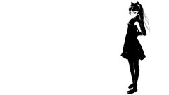 Black and white Shoes dress white background blush long hair 