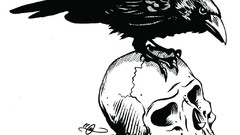 Black and white skulls crows