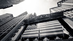 Black and white Skyscrapers USA cityscapes new york city 